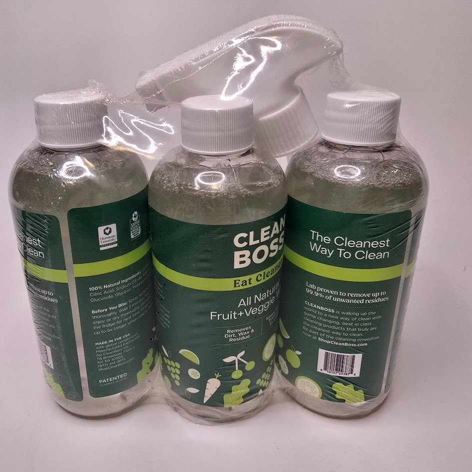 CleanBoss Eat Cleaner Triple-Action Fruit + Veggie Wash - 12 oz, Pack of 3
