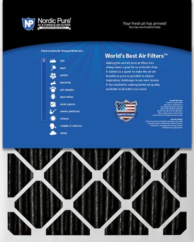 14x14x1 (13_3/4x13_3/4) Furnace Air Filters MERV 12 Pleated Plus Carbon 6 Pack - Picture 2 of 7