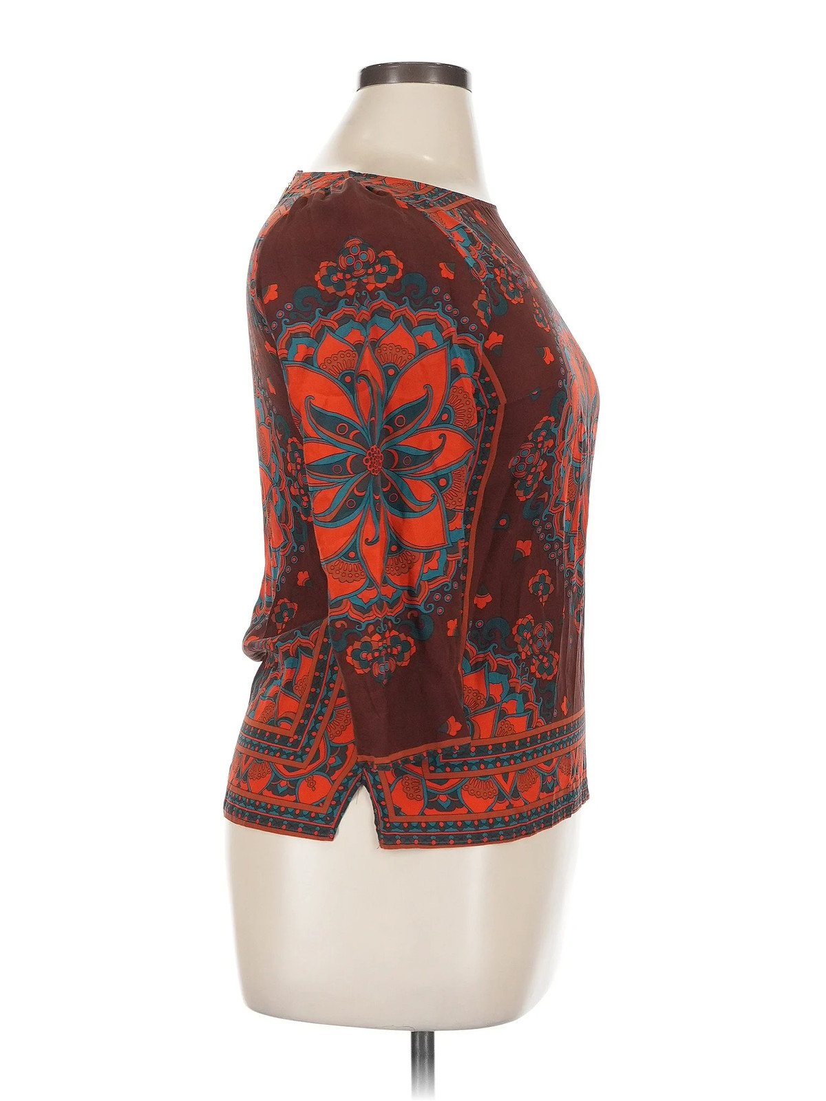 Massimo Dutti Women Orange 3/4 Sleeve Silk Top 34W thumbnail 3