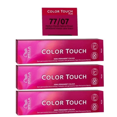 Wella Color Touch Plus 3 x 60 ml 77/07 mittelblond intensiv natur braun Intensiv
