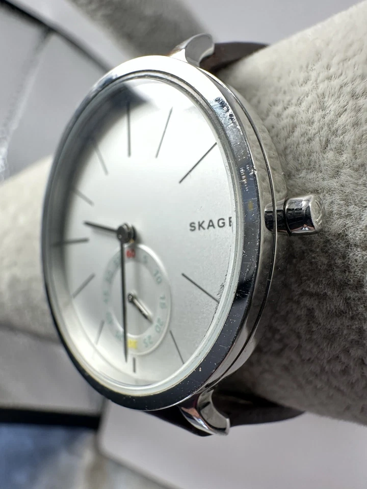 Reloj Skagen SKW2434 Hagen Damas 34MM 7.5" Nueva Batería Correa Cuero T12 Foto 2 de 4