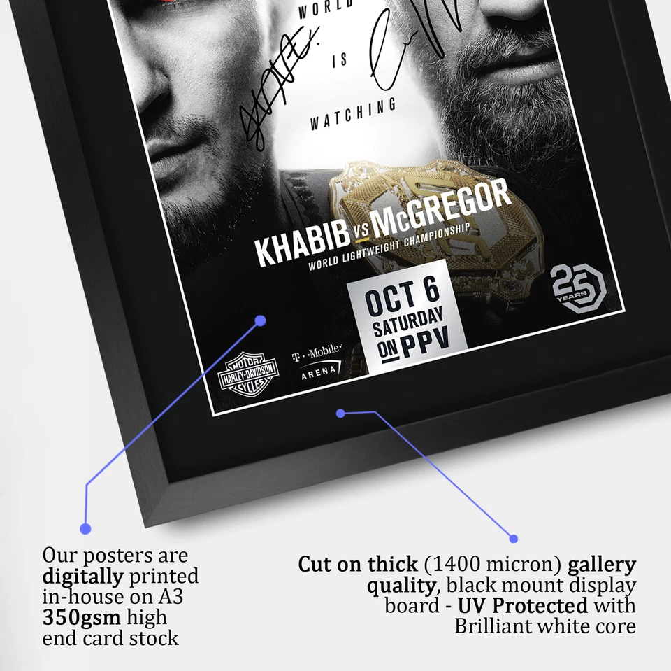 UFC 229 Fight Khabib Nurmagomedov vs Conor McGregor A3 Poster Framed Autograph - Image 4 of 4