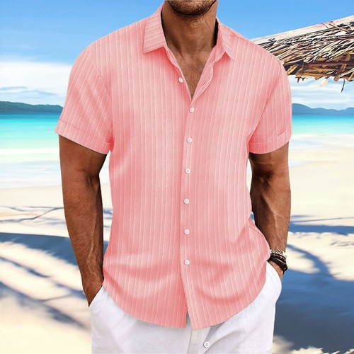 Mens Cotton Linen Shirt Summer Short Sleeve Casual Loose Button Down Tops Blouse - Bild 24 von 32