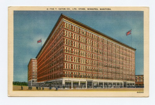 T. Eaton Co. Ltd. Store, Winnipeg, Manitoba, Canada. Color Linen Postcard - 第 1/2 張圖片