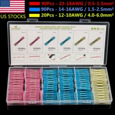 200x Heat Shrink Wire Connectors Butt Splice Crimp Seal Electrical Terminals kit