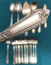 19 Pc 1937 COTILLION Silverplated PIE + SERVING PCS & FLATWARE MIX by Wm Rogers