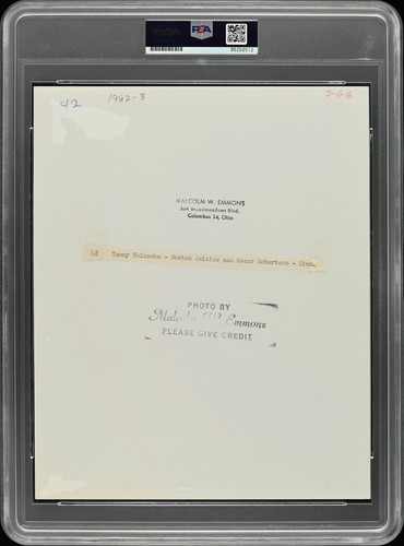 1962 Tom Heinsohn & Oscar Robertson HOF PSA Type I Photo 1 by Malcolm Emmons - Picture 2 of 2