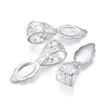 10pcs Silver Brass Glue-on Flat Pad Bails Pendant Charms Connector Hanger 25x8mm
