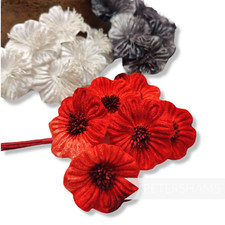 6 Velvet Blossom 'Cambria' Silk Flowers - For Millinery and Hat Making