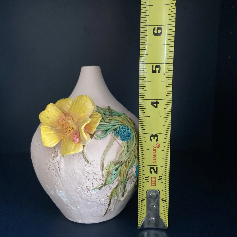 Vtg Textured Vessel Clay Work Applied Handcrafted Made In Puerto Rico - Image 4 of 4