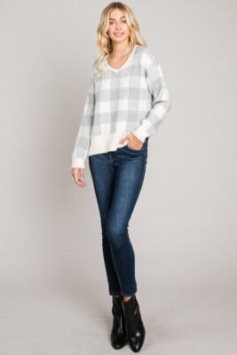 SaLE!! NWT Boutique Designer Allie Rose Cozy Soft Plaid V-Neck Sweater  S M L