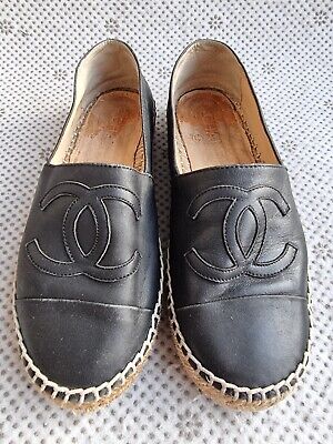 Chanel Woman's Lambskin Espadrilles Black Slip On G29762 Chanel Woman's Lambskin Espadrilles Black Slip On G29762