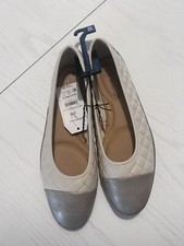 NWT Time And Tru Flats Sz 8 Ballet Flats Quilted Tan Bone Memory Foam New Slip O