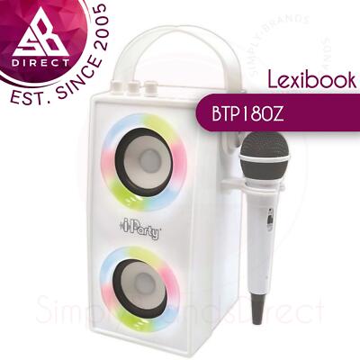 Lexibook iParty Bluetooth Speakers with Mic & Lights Effects Rechargeable White