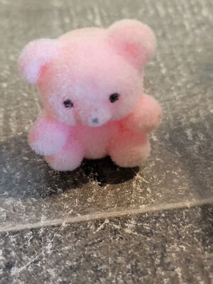 Miniature light pink teddy fuzzy bear toy figure
