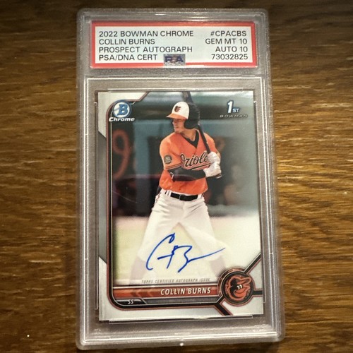 2022 Bowman Chrome Prospect Auto #CPACBS Collin Burns PSA 10 gemme ottime condizioni Orioles