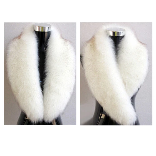 Luxury Fluffy Faux Fox Fur Fur Collar Women Thick Warm Furry Scarf - Bild 7 von 27