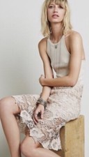 Free People Nora Lace Overlay Racerback Tank Midi Dress CREAM Sz M