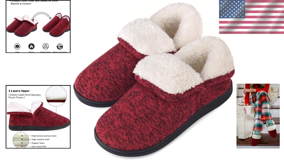 Zapatillas para mujer duraderas forradas de vellón con suela antideslizante - Esenciales para invierno Foto 2 de 4