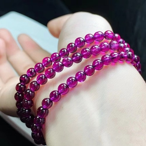 5mm Natural Purple Red Garnet Crystal Beads Bracelet AAA - Picture 3 of 6