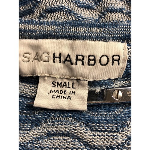 Sag Harbor Womens Sweater Size S Blue White Top Attached Cardigan Long Sleeves - Picture 7 of 10