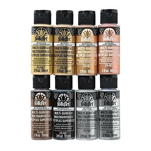 FolkArt Metallic Acrylic Craft Paint, Pure Gold, 2 fl oz