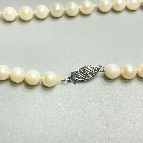 Vintage 14k White Gold 6mm Pearl Beaded Strand 16" Necklace - Picture 4 of 6