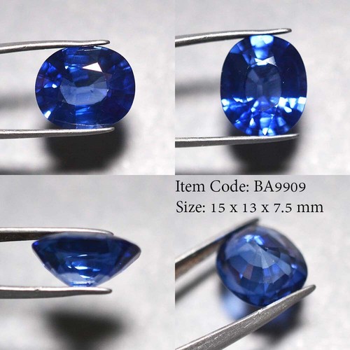 Oval 15x13 MM Royal Ceylon Blue Sapphire Lab Corundum - Picture 2 of 4