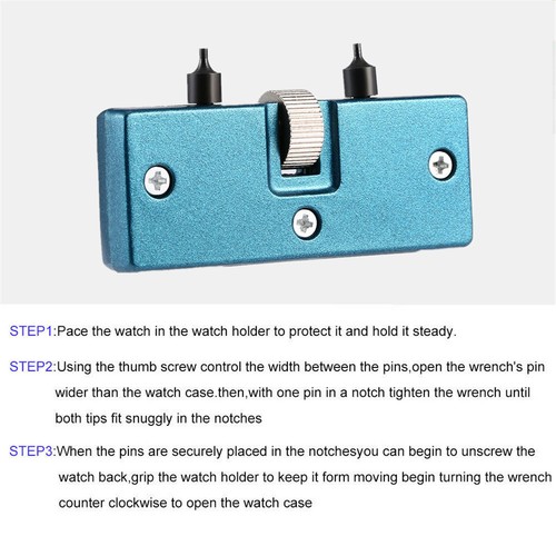 Watch Back Case Cover Opener Remover Wrench Repair Kit Removal Watchmaker Tool - Picture 12 of 12