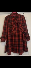 Chicwish Wool Blend Red & Black Plaid Fit & Flare Pee Coat Sz Small