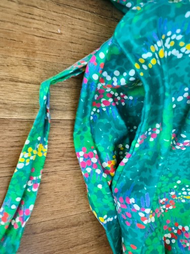Malia Green Floral Dress Vintage Size 8 Small Hawaiian Floral Cotton Midi Womens - Picture 7 of 13