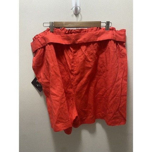 Ava & Viv Linen Blend Coral Front Tie Shorts - Picture 5 of 9