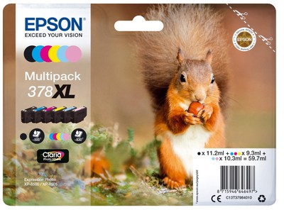 Epson 378XL High Yield Genuine Multipack, 6-colours Ink Cartridges, Claria Photo