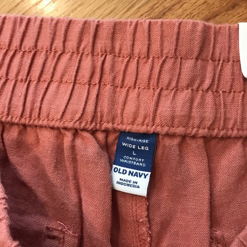 Pantalones antiguos azul marino de lino cintura alta pierna ancha grandes boho melocotón óxido nuevos con etiquetas - Imagen 3 de 9