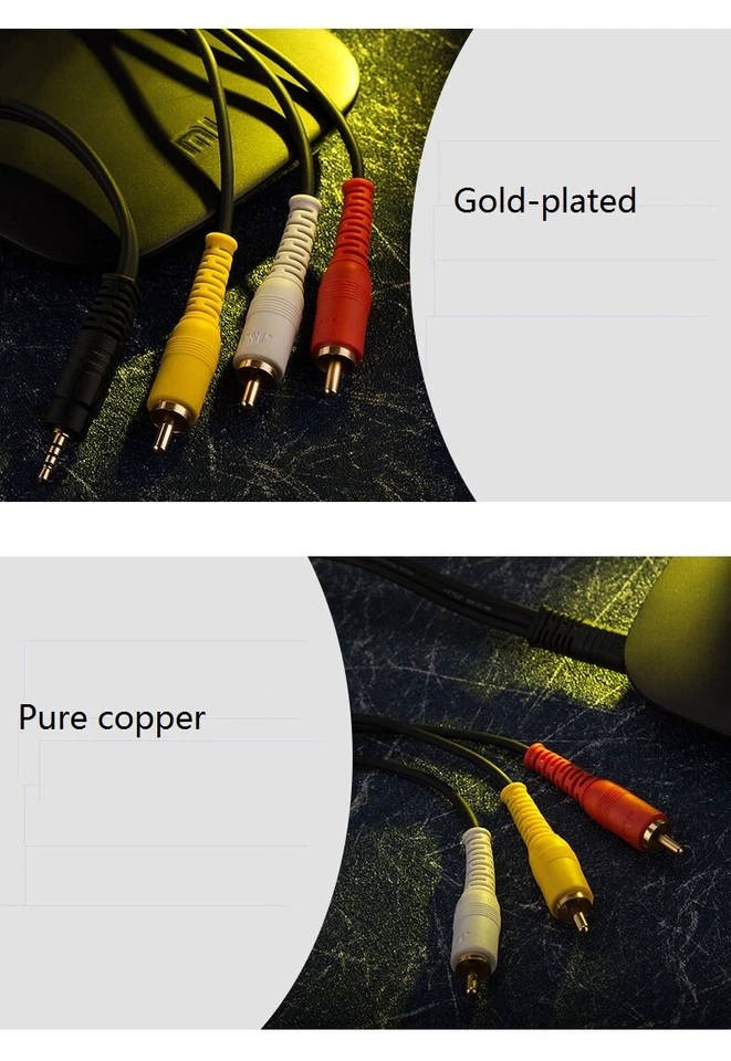 3.5mm Stereo AUX to 3 RCA 3RCA AV Audio Video DVD HDTV HD Camcorder Cord Cable - Image 4 of 4