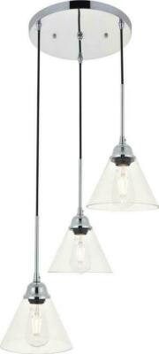 Elegant Lighting LD4017D18C Histoire Chrome 3 Light 18'' Wide Multi Light Pendant