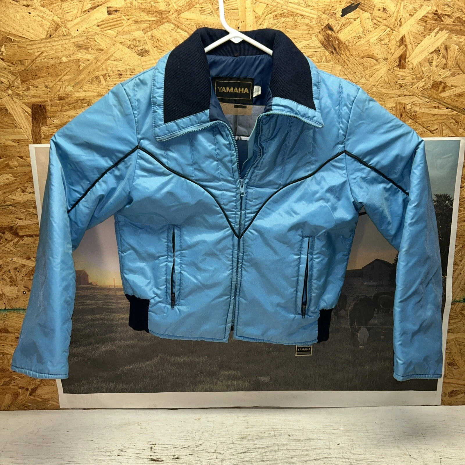 Vintage Yamaha Women’s Winter Snow Mobile Ski Jacket Coat-Size M Powder Blue