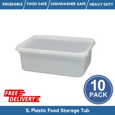 1 Litre Rectangular Food Storage Container / 1L Ice Cream Tub Containers & Lids