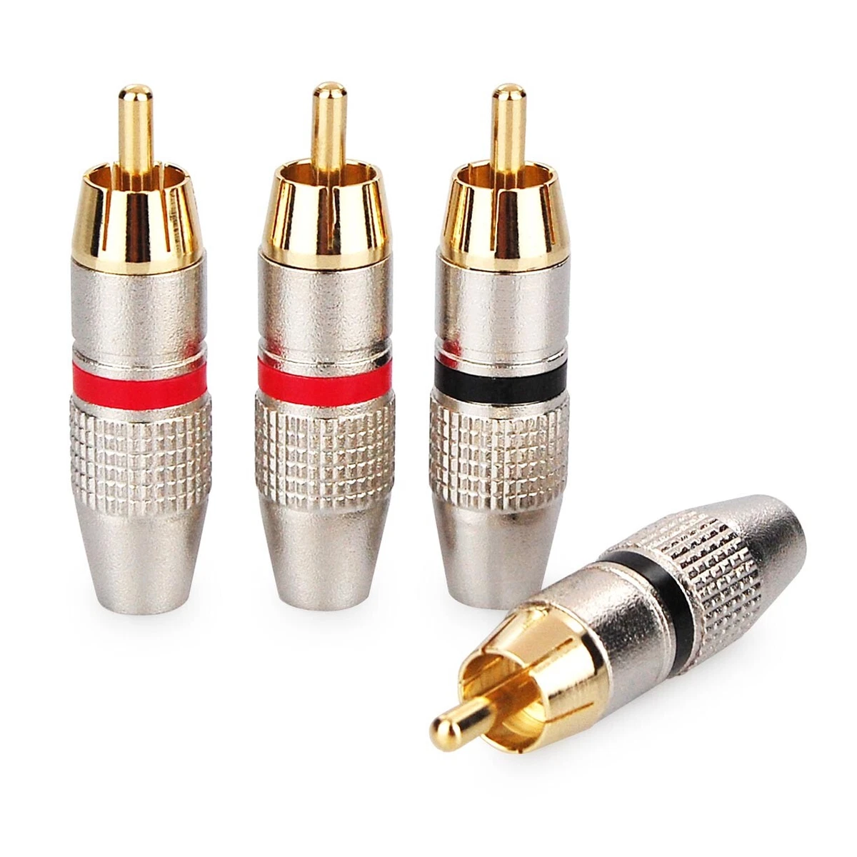 10 PZ. CONNETTORE RCA MASCHIO A SALDARE METALLO NICHEL PLACCATO ORO