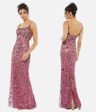 MAC DUGGAL 5477 FLORAL EMBELLISHED SCOOP NECK EVENING RASPBERRY GOWN sz 6