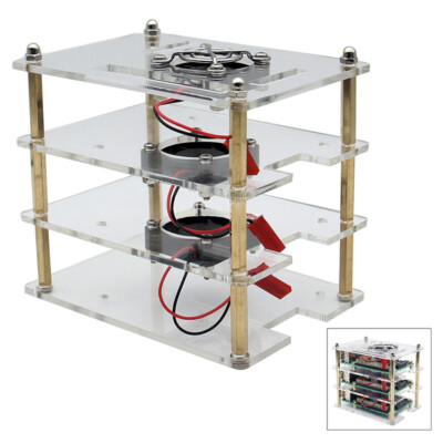 Gehäuse inkl. Lüfter für Raspberry Pi 4, 3B+, 3B, 2B - Stapelbar, 3 Ebenen 