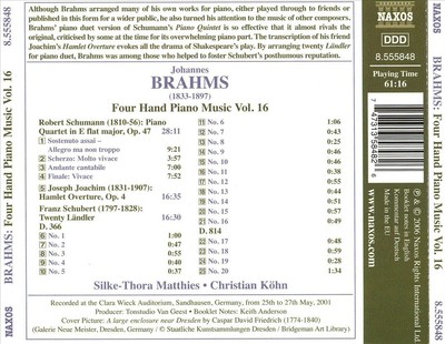 CHRISTIAN KOHN / SILKE-THORA MATTHIES BRAHMS: FOUR HAND PIANO MUSIC, VOL. 16 NEW