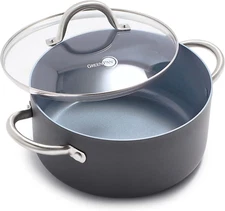 Greenpan Lima Hard Anodized 5QT Stock Pot with Lid, Healthy Ceramic Nonstick, PF