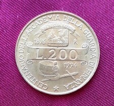 Moneta Italia 200 Lire 1996 Centenario Accademia Guardia Finanza  SPL+ Circolata