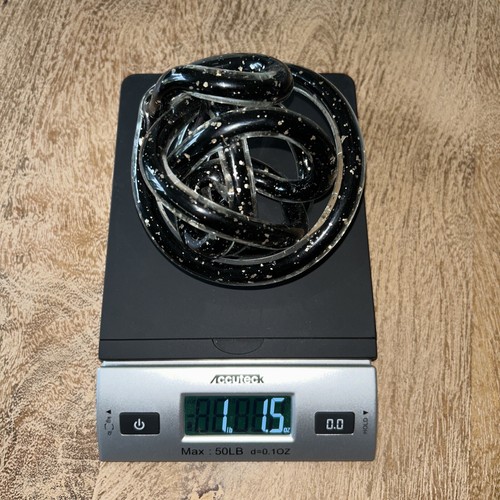 Art Glass Sculpture Infinity Knot Black with Gold Sparkles Y2K Edition - Picture 3 of 5