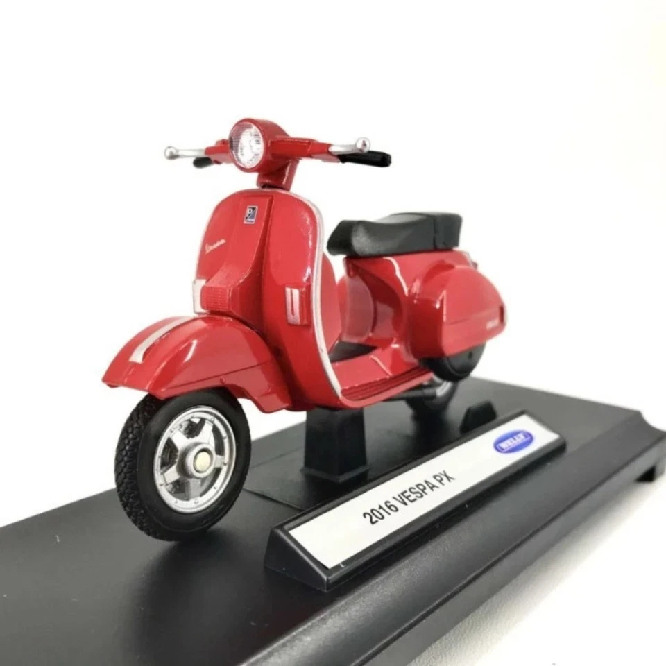 Scooter Vespa miniatura escala 1:18 | Modelo de motocicleta italiano fundido a presión de metal rojo Foto 4 de 4