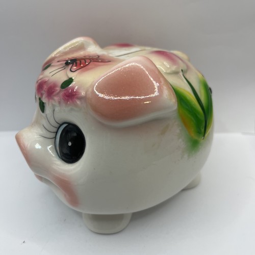 Salvadanaio vintage maiale antropomorfo rosa 4x"x5" - Foto 2 di 5