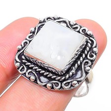 Rainbow Moonstone 925 Sterling Silver Gemstone Handmade Jewelry Ring 7" NS 20167