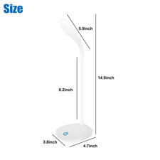 USB LED Desk Light Dimmable Bedside Reading Lamp Rechargeable Touch Control  