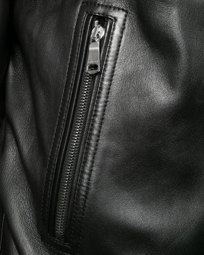 Men Leather Jacket Classic Varsity Bomber Jacket Genuine Black Leather Luxury image 5